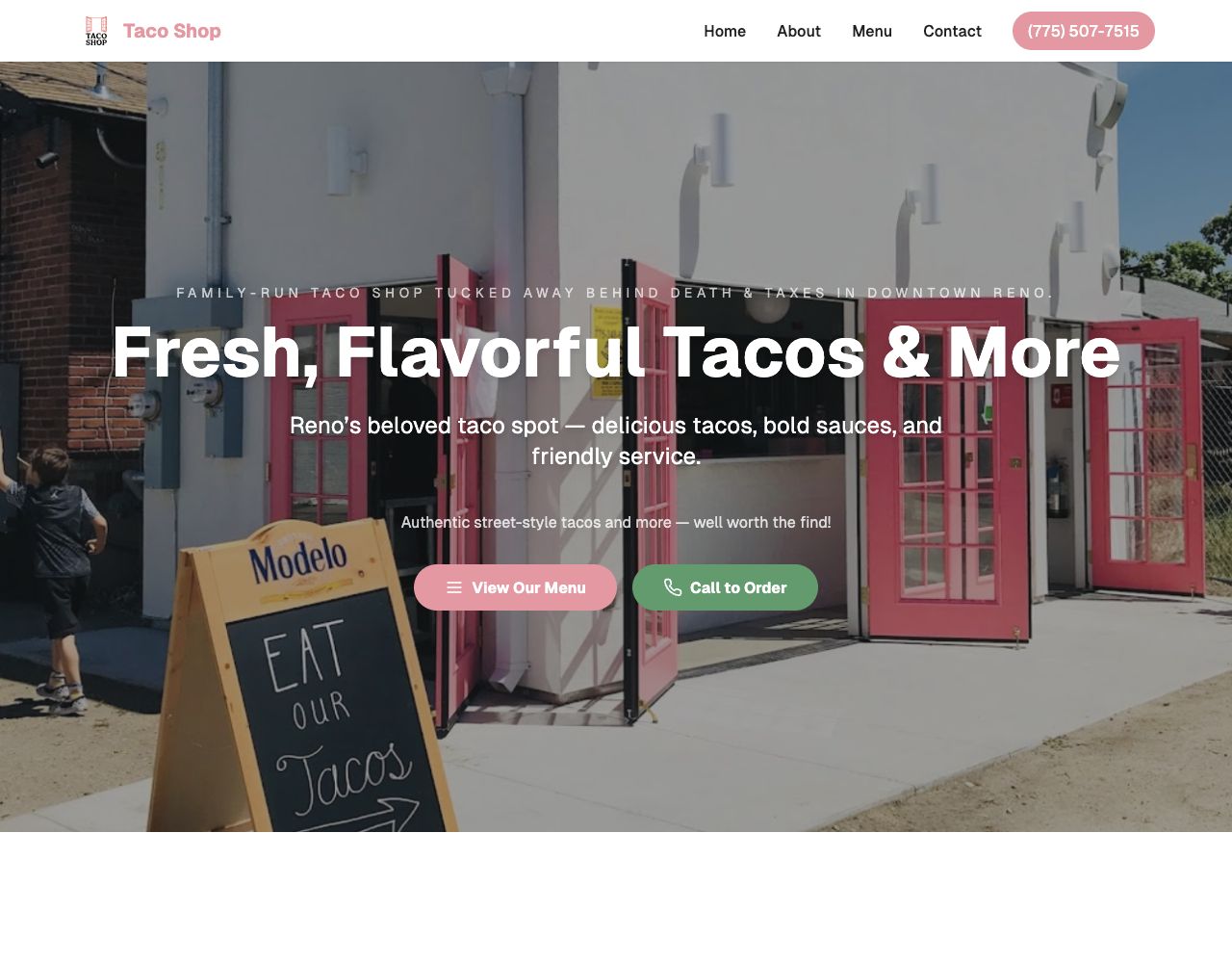 Taco Shop Reno website
