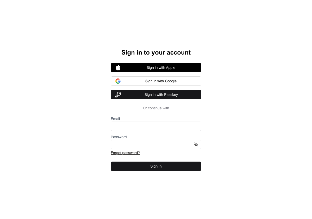 Vine Admin sign-in screen